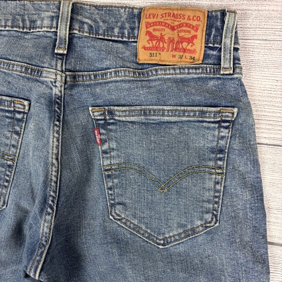 Levis Mens 511 Slim Fit Denim Jeans W32 L34 Medium Wash Cotton - Picture 10 of 16
